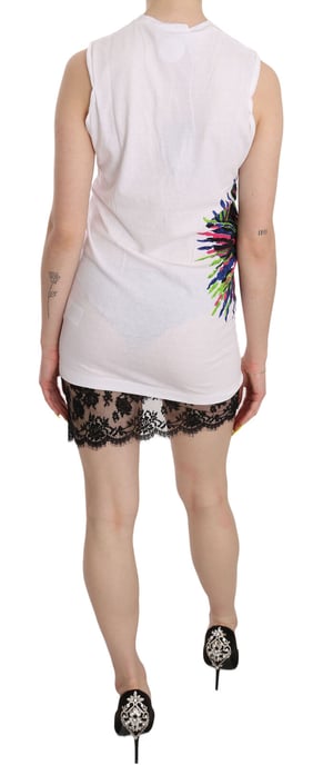 Vestido mini ajustado sin mangas de cuello redondo impreso en blanco Dsquared² - Image 2
