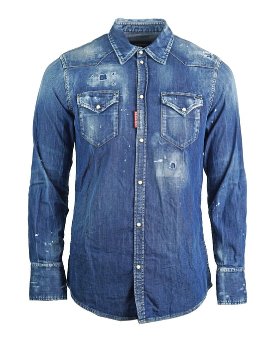 Camisa vaquera azul desgastada de Dsquared2 - Image 1
