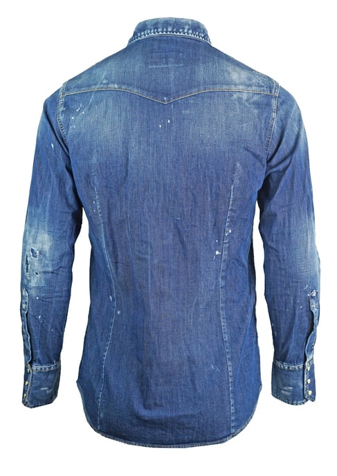 Camisa vaquera azul desgastada de Dsquared2 - Image 2