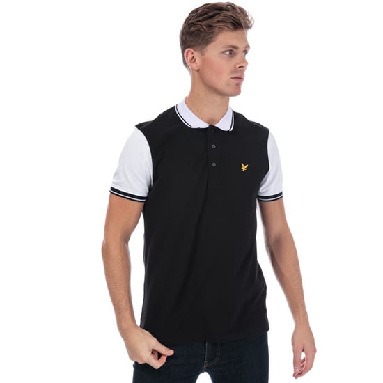Men's Lyle And Scott Tipped Polo Shirt in Black-White - Image 4