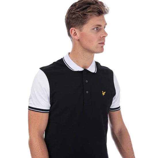 Men's Lyle And Scott Tipped Polo Shirt in Black-White - Image 6