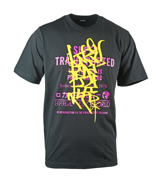 Diesel T-Just-YD camiseta negra con estampado neón - Image 1