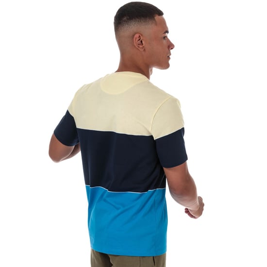 Men's Lyle And Scott Wide Multi Stripe T-Shirt in Blue yellow
