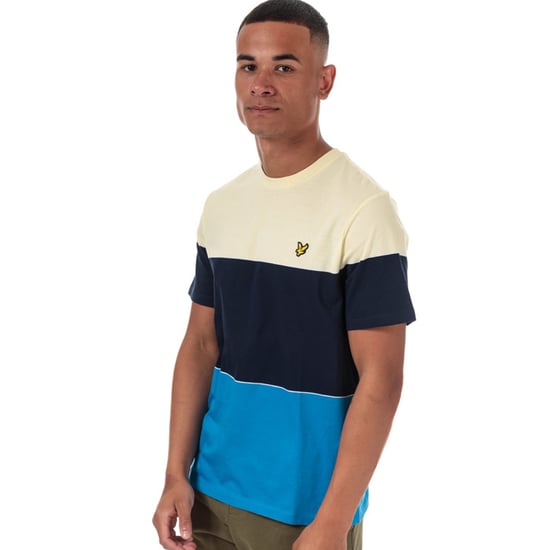 Men's Lyle And Scott Wide Multi Stripe T-Shirt in Blue yellow