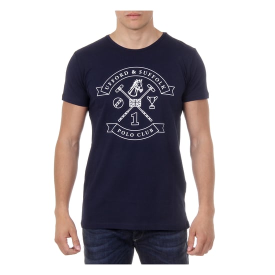 Ufford & Suffolk Polo Club Mens T-Shirt Short Sleeves Round Neck US027 NAVY BLUE