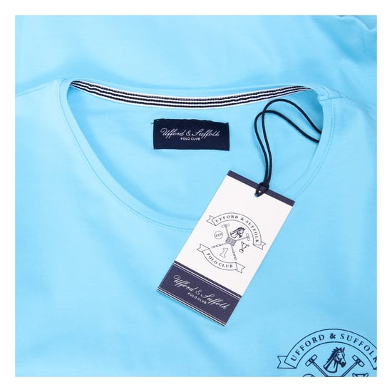 Ufford & Suffolk Polo Club Mens T-Shirt Short Sleeves Round Neck US028 BLUE