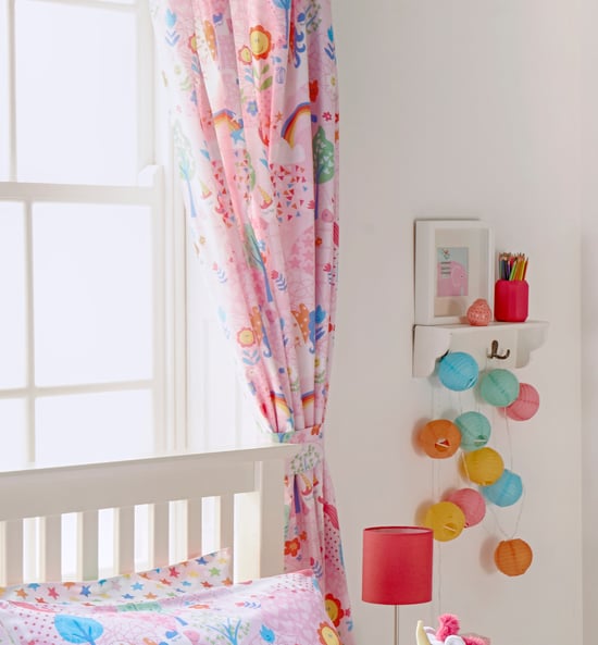 Cortinas de Pliegues en Lápiz con Estampado de Unicornio en Rosa - Image 1