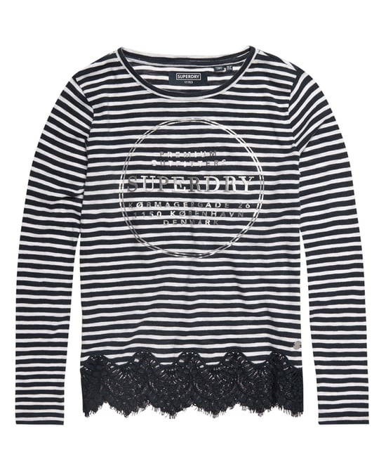 Superdry Stripe Lace Graphic Top