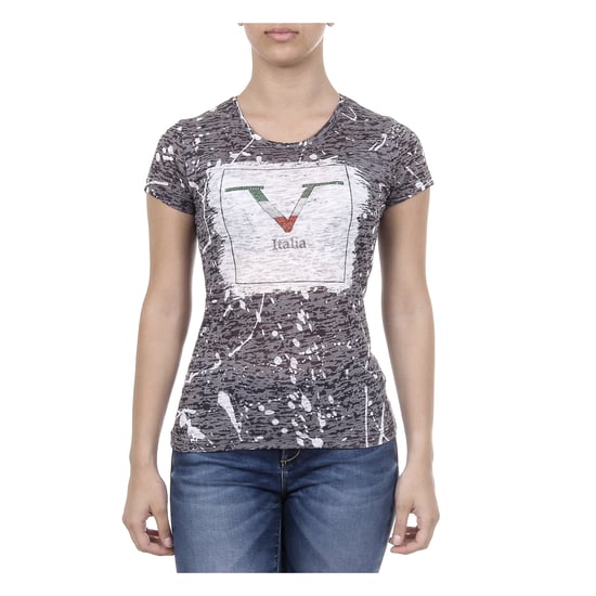 V 1969 Italia Womens T-shirt Short Sleeves Round Neck Black AVA