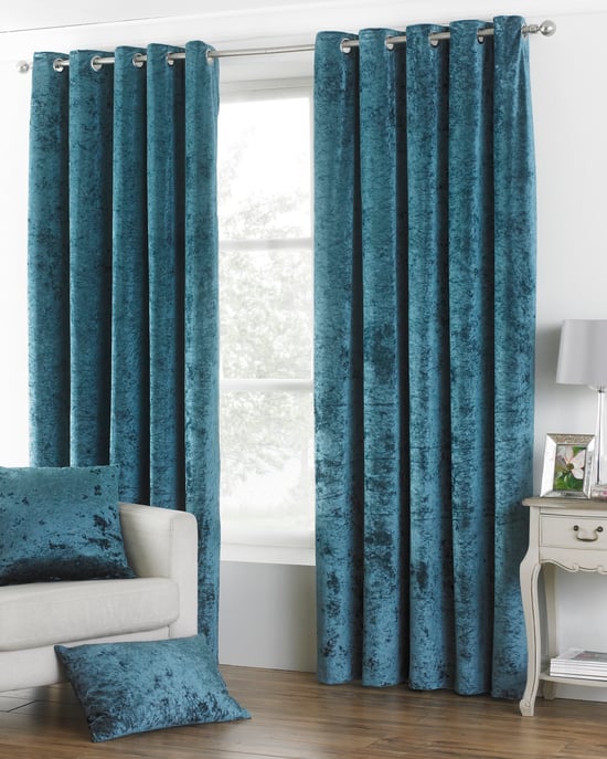 Cortinas de Ojal de Terciopelo Aplastado Verona en Verde Azulado - Image 1