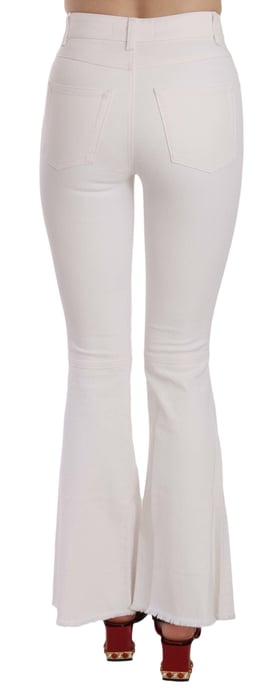 Pantalones acampanados de algodón elástico blancos Heart de Dolce & Gabbana para mujer - Image 4
