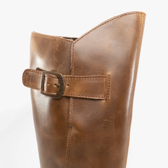 Botas Fly London MOL 2 de piel con tacón de cuña y cremallera hasta la rodilla para mujer en color marrón camello - Image 5