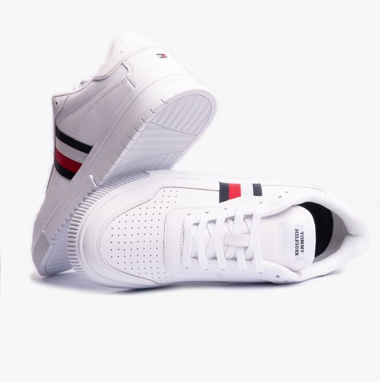 Zapatillas de cuero rayadas SUPERCUP para hombre blancas - Image 2