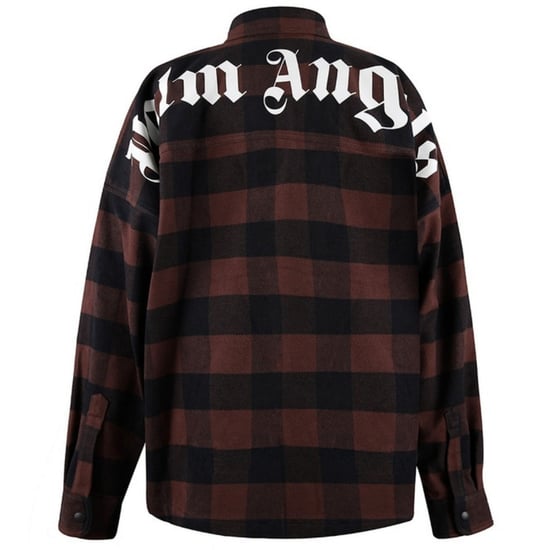Chaqueta sobrecamisa de franela marrón con logo clásico de Palm Angels - Image 2