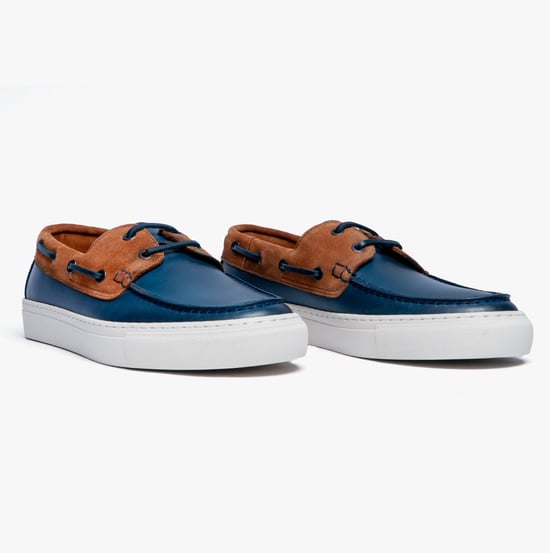 Men's Ted Baker Euenb Leather & Suede Boat Shoes in Navy - Image 5
