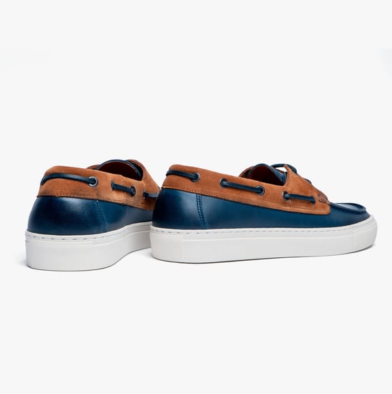 Men's Ted Baker Euenb Leather & Suede Boat Shoes in Navy - Image 6