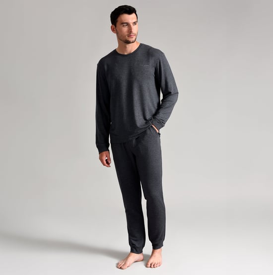 Ted Baker Pijama de Manga Larga Camiseta de Manga Larga Transpirable y Casual para Hombre - Carbón - Image 4