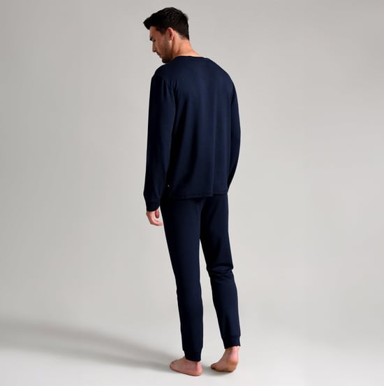 Pantalones de pijama para hombre Ted Baker Joggers de pijama largos transpirables y casuales con bolsillos - Azul marino - Image 3