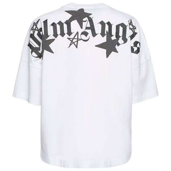 Palm Angels Shooting Stars camiseta blanca extragrande con logo oversize - Image 2