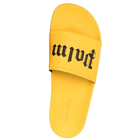 Chanclas de piscina amarillas con estampado gótico de Palm Angels - Image 3