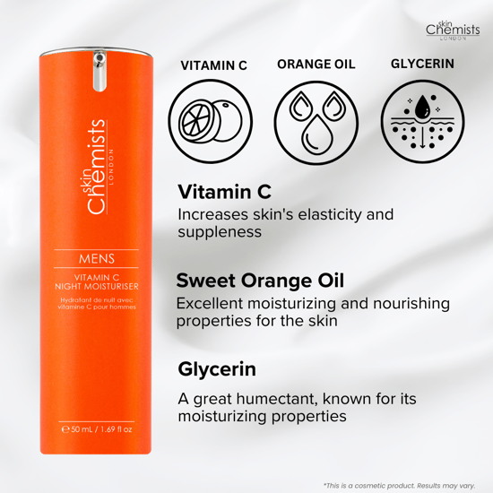 skinChemists Crema hidratante nocturna de vitamina C para hombres 50ml - Image 2