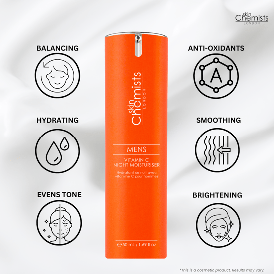 skinChemists Crema hidratante nocturna de vitamina C para hombres 50ml - Image 4