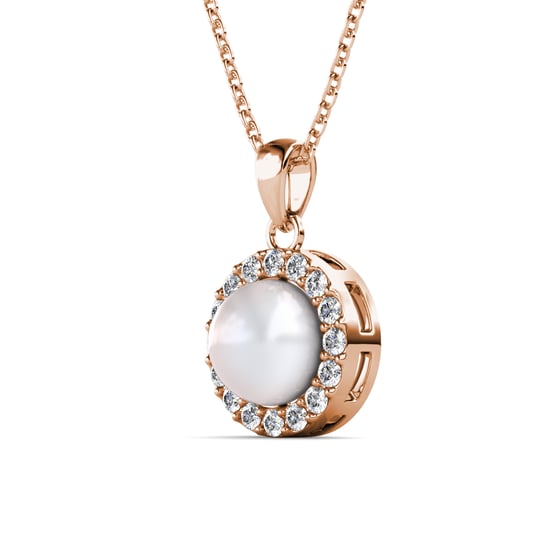 Colgantes de perlas circulares: oro rosa y cristal - Image 2