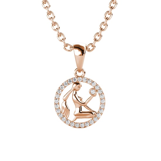 Colgantes del zodiaco Virgo: oro rosa y cristal - Image 1