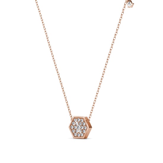 Colgantes hexagonales de oro rosa y cristal - Image 2