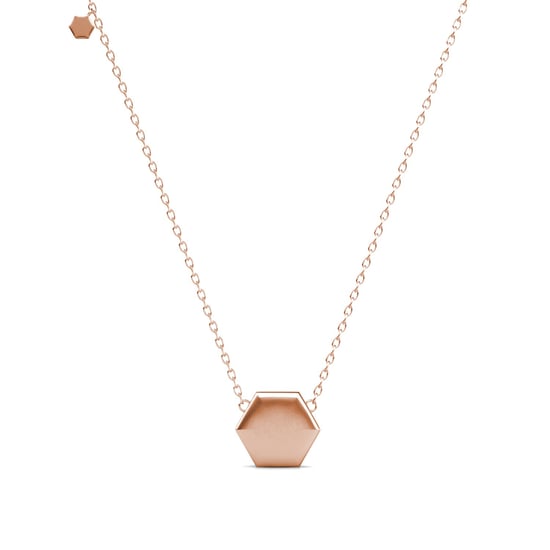 Colgantes hexagonales de oro rosa y cristal - Image 3
