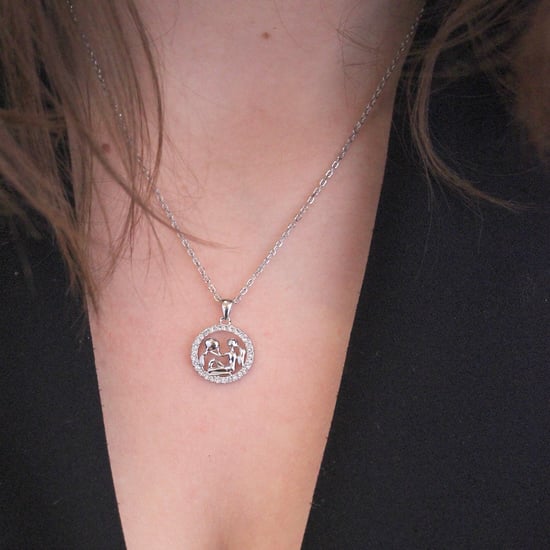 Colgantes del zodiaco Acuario - Plata y cristal - Image 2
