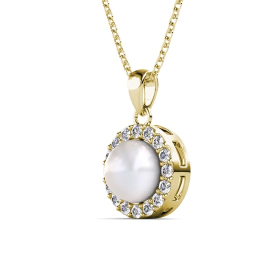 Colgantes de perlas circulares: oro y cristal - Image 2