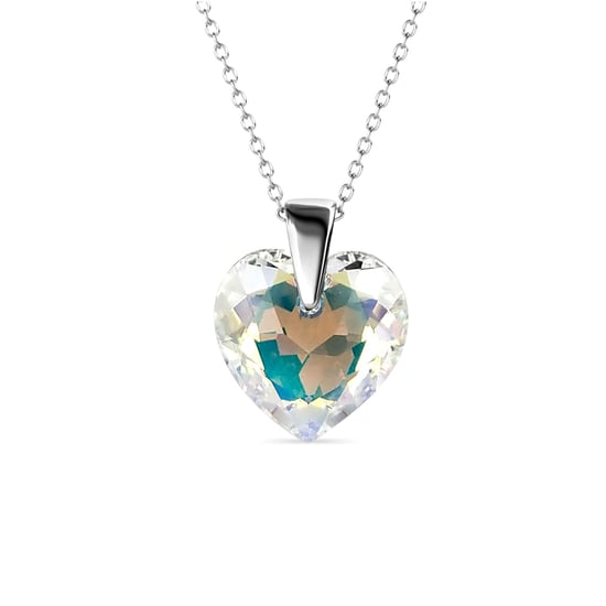 Colgantes de corazón de cristal - Plata y blanco brillante - Image 1