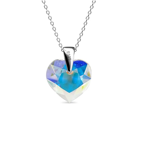 Colgantes de corazón de cristal - Plata y blanco brillante - Image 4