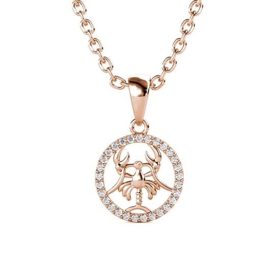 Colgantes del signo del zodiaco Cáncer: oro rosa y cristal - Image 1