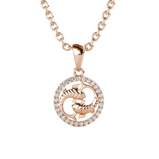 Colgantes del zodiaco Piscis: oro rosa y cristal - Image 1