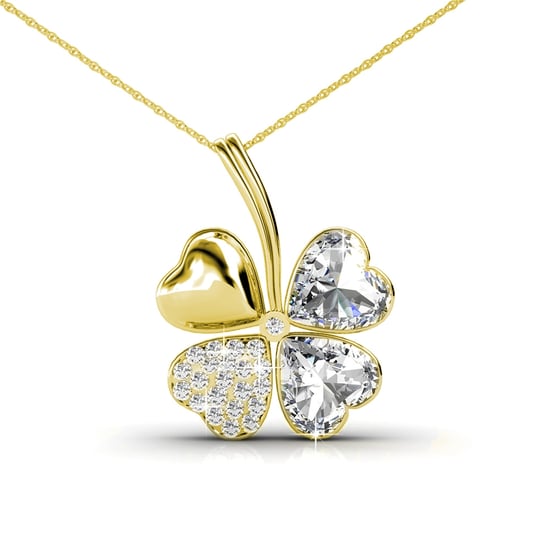 Colgantes de cuatro hojas - Oro y cristal - Image 1