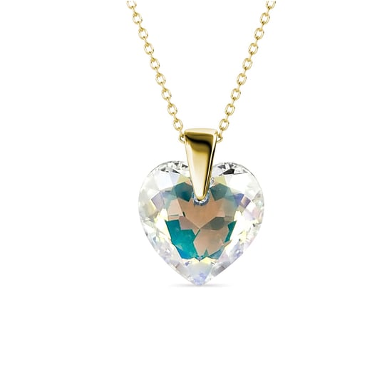 Colgantes de corazón de cristal - Oro y blanco brillante - Image 1