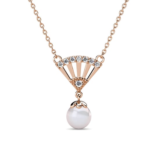 Colgantes de perlas Ingride - Oro rosa y cristal - Image 1