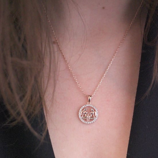 Colgantes del zodiaco Géminis: oro rosa y cristal - Image 2
