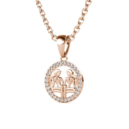 Colgantes del zodiaco Géminis: oro rosa y cristal - Image 3
