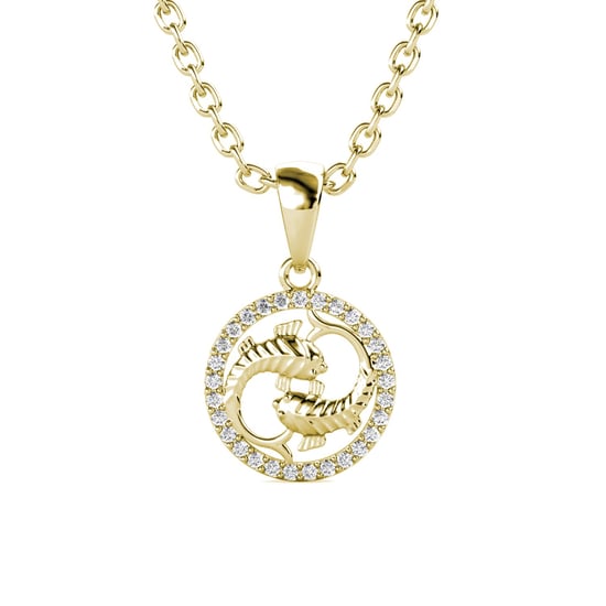 Colgantes del zodiaco Piscis: oro y cristal - Image 1