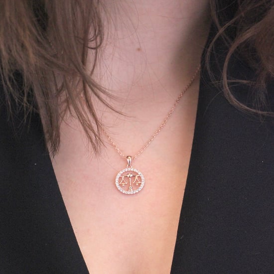 Colgantes del zodiaco Libra: oro rosa y cristal - Image 2