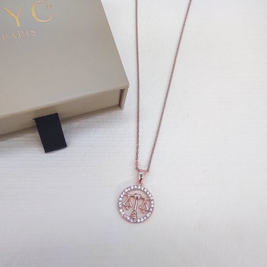 Colgantes del zodiaco Libra: oro rosa y cristal - Image 6
