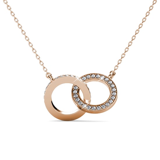 Colgantes gemelos circulares: oro rosa y cristal - Image 1