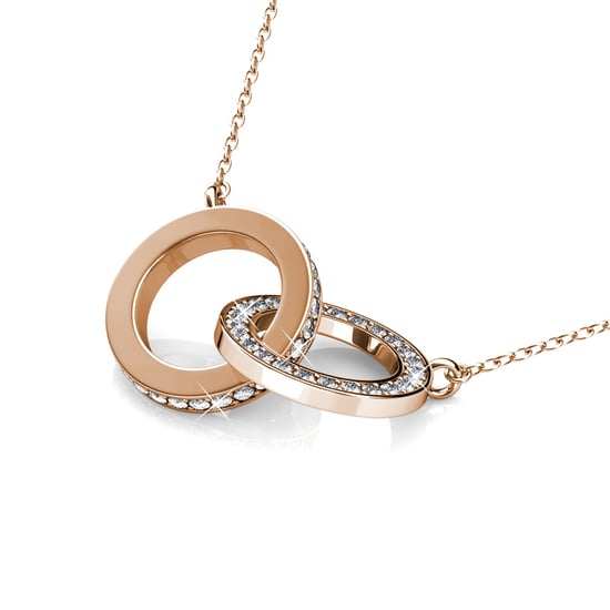Colgantes gemelos circulares: oro rosa y cristal - Image 4