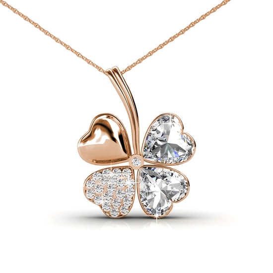 Colgantes de cuatro hojas: oro rosa y cristal - Image 1