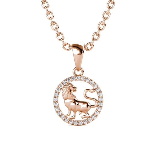 Colgantes del zodiaco Leo: oro rosa y cristal - Image 1