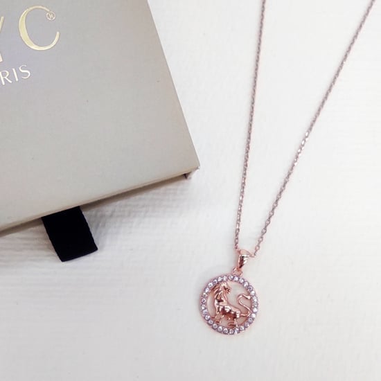 Colgantes del zodiaco Leo: oro rosa y cristal - Image 6