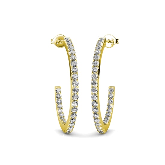 Pendientes de aro Simply Hoop - Oro y cristal - Image 2